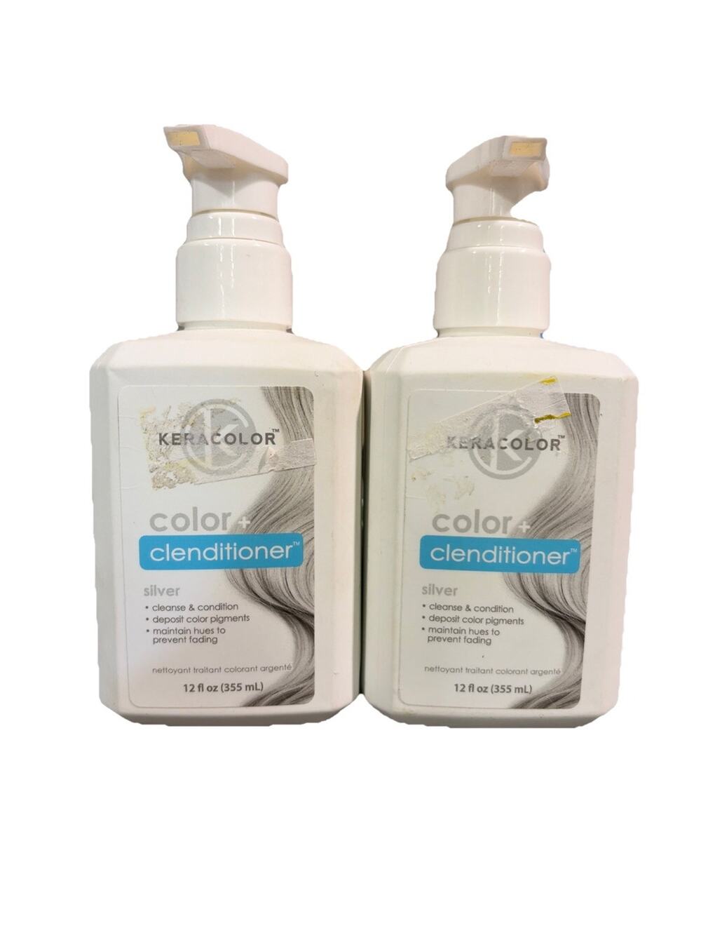LOT OF 2 KeraColor Color + Clenditioner - Silver, 12 oz 3-in-1 Color-Depositing
